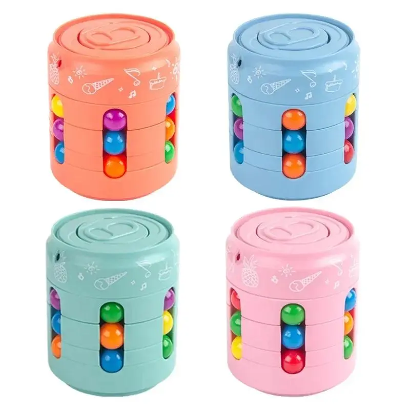 Pop Can Cube 3 In 1 Multiple Functions Fidget Spinner Rotating Magic Bean Cube Top Colorsful Beans Finger Spinning Decompression