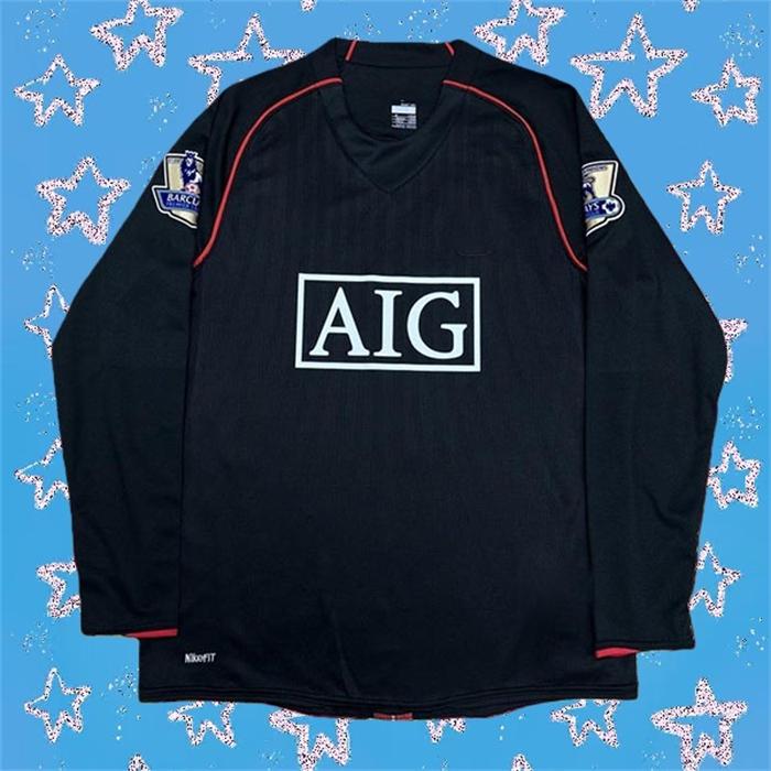 2007 2008 MUFC Away Retro Black No.7 Ronaldo Long Sleeved Soccer Jersey