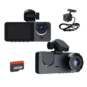 4K Full HD Front and Rear Car Camera with 32GB Card, Built-in Super Night Vision, 2.0 Inch IPS Screen, 170° Wide Angle, WDR, 24 Hours Parking Mode, Loop Recording, Car Dash Cam