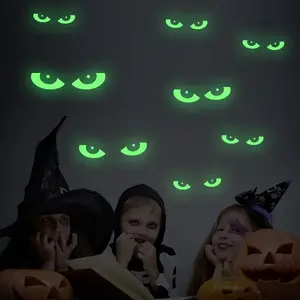 8 Pairs Glow in The Dark Halloween Eyes Window Clings Removable Luminous Fluorescent Window Sticker Halloween Wall Decal for Halloween stairs stickers Home Wall Window Decoration