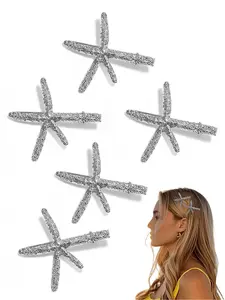 Women's Y2K Mermaid Hair Clips Set, Metal Starfish Design, Beach Outdoor Headwear, Ladies' Fashion Accessories, 5-Piece Pack