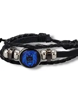 Cycle of the Stars Black Men's/Unisex Bracelet (Choose from 12 zodiac signs)