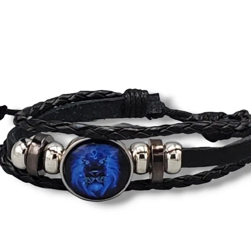Cycle of the Stars Black Men's/Unisex Bracelet (Choose from 12 zodiac signs)
