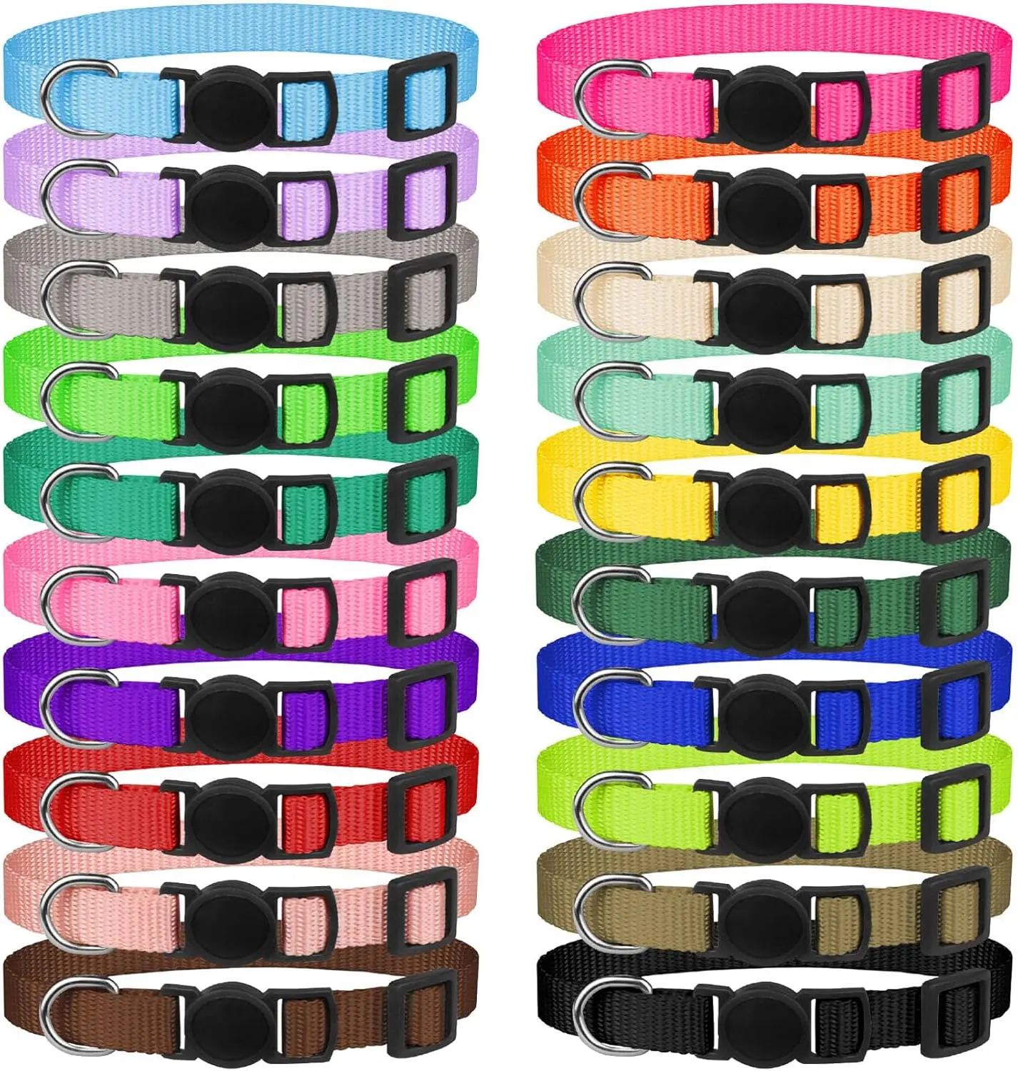 20 Pack Puppy Collars for Small Puppies Litter Safety Buckle Soft Nylon Whelping Collars Newborn