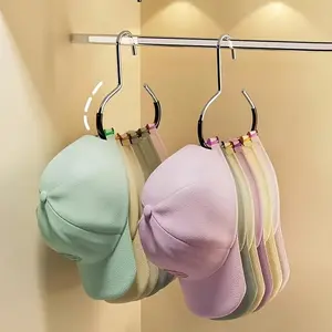 Solid Color Hat Hanger, 3 Counts/set Multifunctional Metal Hat Storage Rack, Space Saving Hat Organizer for Home Closet Bedroom, Hanging, Organizing, Hat Hooks Storage, Portable Hook Sets, Hat Hanger Holder