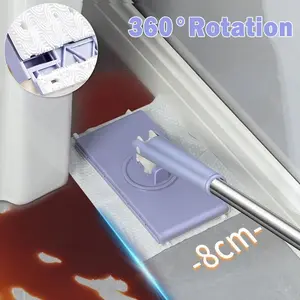 Household Mop Indoor Quick Dry Automatic fabric clamping Mop Wet and Dry Use Strong Stick Mop Lightweight Flat Mop Free Of Hand Washing Can Be Clamped Cloth Reusable Face Towel Mop