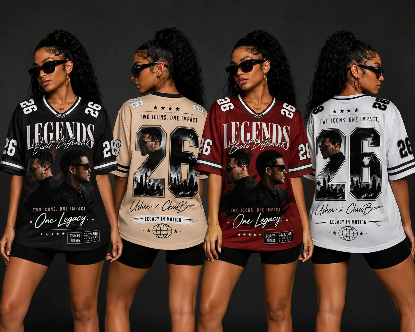 26 Legends Raymond & Brown Football Jersey Shirt – R&B Tour Hip Hop Graphic Tee, Unisex Fan Gift Streetwear Top