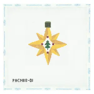 Golden Star Christmas Ornament Needlepoint