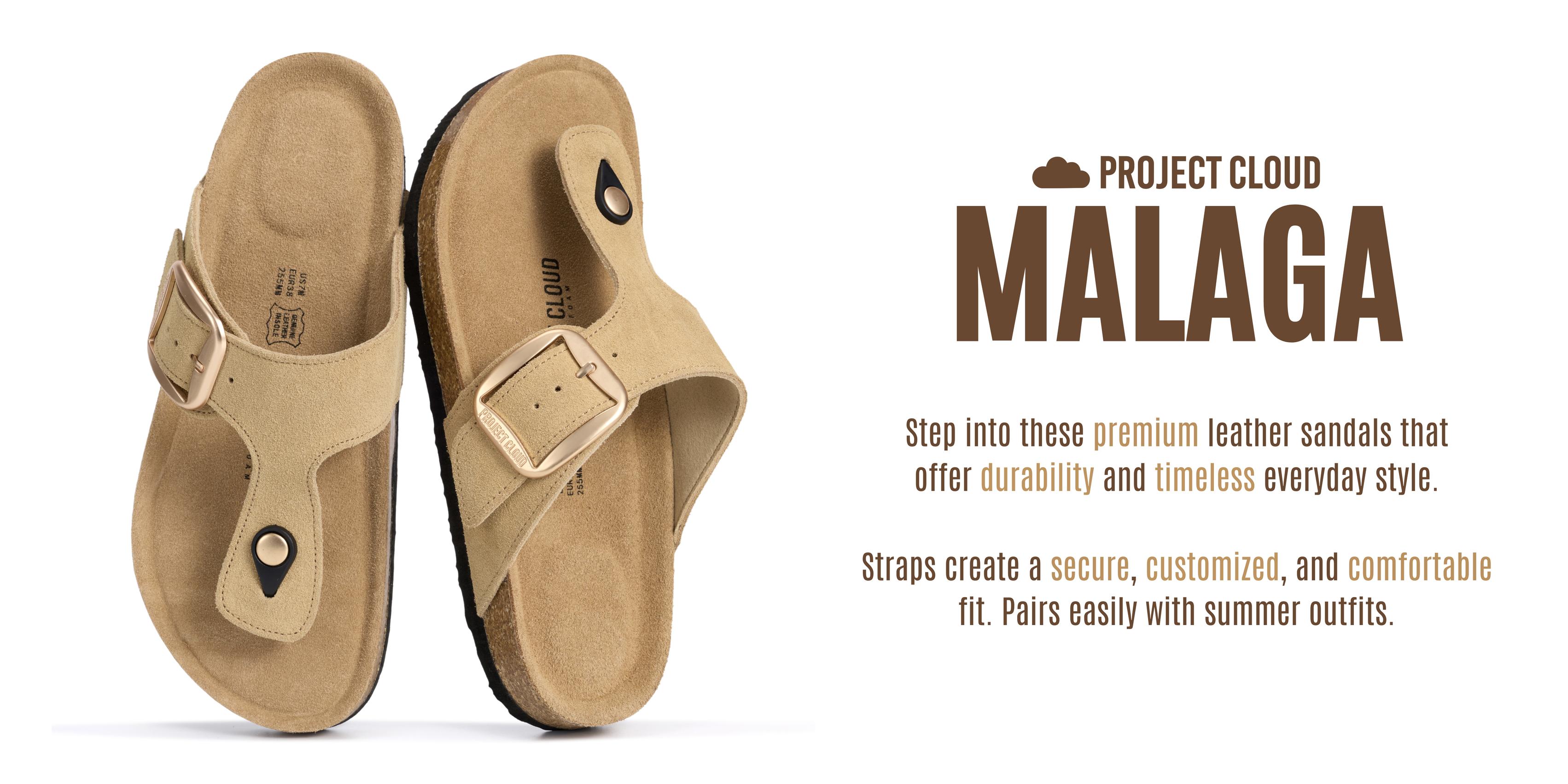 Project Cloud Women’s | Casual Summer Footwear for Women & Girls | Genuine Leather Walking Shoe Sandals | Memory Foam Insole | Lightweight | Non-Slip - Malaga