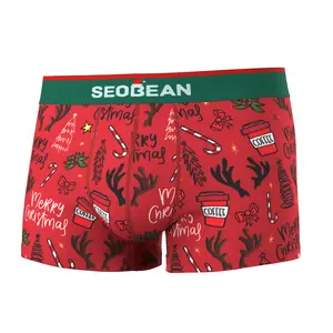 SEOBAN Men's Boxer Briefs Christmas Theme Underwear Boxer Shorts for Men Perfect Birthday Gift for Him Festive