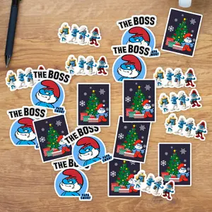 Stickers Pack 20 Pcs Papa Vinyl Laptop Colorful Smurf Skateboard Luggage Guitar Bumper Aesthetic Bike Bottle Car Waterproof Water