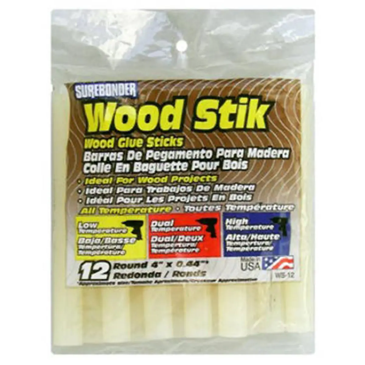 212 MAIN FPC WS-12 High Temp Heat Resistant Wood Glue Sticks, 12-Pack Stick Form Adhesive for Bonding Unfinished or Painted Wood