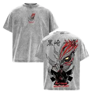 Vintage Ichigo Hallow Mask Bleach Washed T-Shirt, SweatShirt, Hoodie Heavy Cotton Oversized Print T-Shirt, Gift for Fans Anime