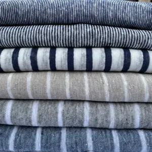 Striped Linen Jersey Knit 60" Eco-Friendly Fabric By The Yard