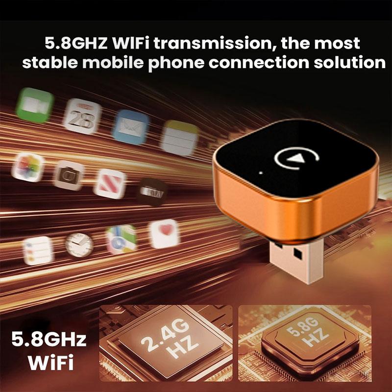 TrolinkTek 2026 Wireless CarPlay Adapter & Android Auto Adapter - 5GHz Bluetooth 5.4 dual-mode Type-C/USB dual interface, plug and play, second connection without delay, support OTA online upgrade