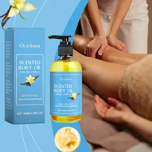 OceAura Caramel Vanilla Scented Body Oil – Hydrating, Soothing & Nourishing Skin Massage Oil