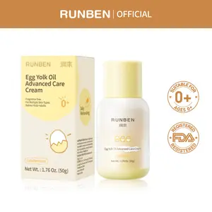 RUNBEN Baby Moisturizing Cream with Egg Yolk Oil, Gentle Non-Greasy Kids Face & Body Moisturizer, Fragrance-Free, 48H Hydration, Relieve Eczema-Prone & Sensitive Skin, 50g