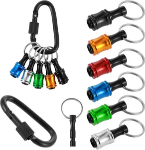 6PCS Bit Holder Key Chain 1/4 Socket, Hex Shank Drill Bit Holder for Impact Driver Drill Bit Keychain Extension Bar Quick Release Screwdriver Bit Holders for Tools and Gifts for Men