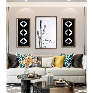 Aztec Wall Decor Wood Southwestern Wall Art Frames American Native Tribal Black White Boho Western Modern Living Room Home Farmhouse Decoration Poster Set