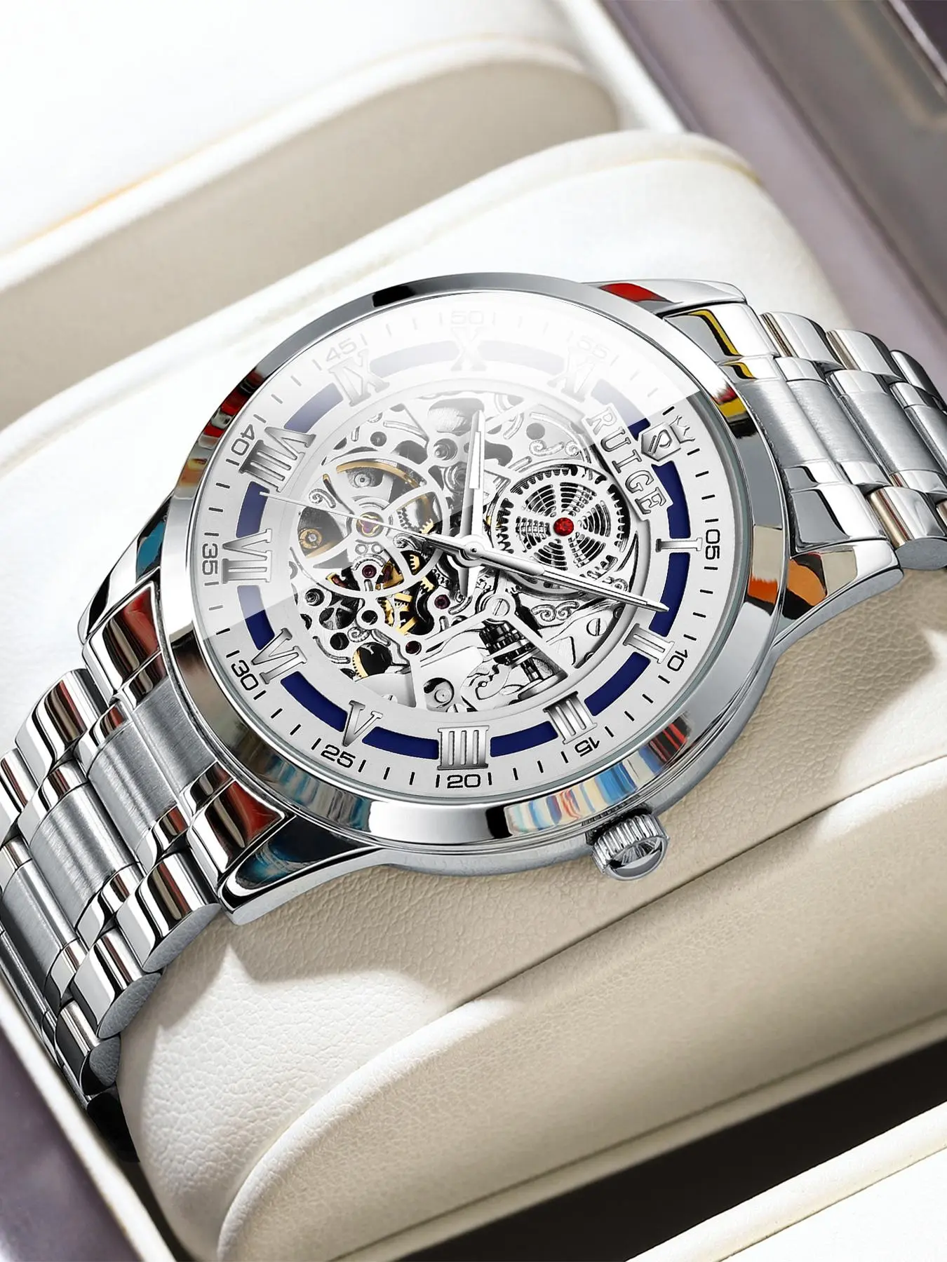Men's Classic Fashion Mechanical Watch, Fashion Watch for Party, Daily Clothing Decor, Trendy All-match & Exquisite Watch for Birthday Gift with Box