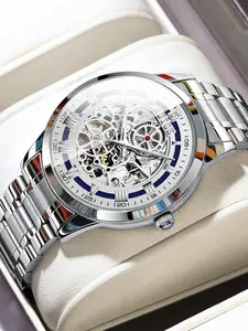 Men's Classic Fashion Mechanical Watch, Fashion Watch for Party, Daily Clothing Decor, Trendy All-match & Exquisite Watch for Birthday Gift with Box