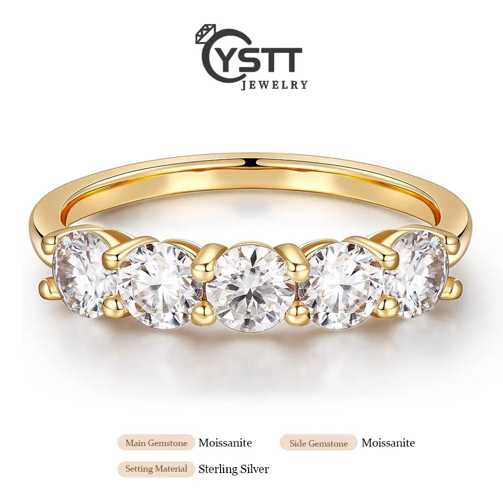 YSTT 【R#2】Women's Moissanite Ring, D Color VVS1 Clarity Lab Made Moissanite Anniversary Ring S925 Sterling Silver Moissanite Wedding Ring, Women's Jew