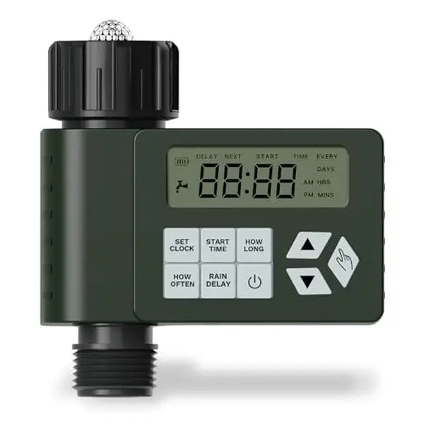 Hose Faucet Water Timer, Programmable Garden Sprinkler Timer, 1 Outlet Automatic Irrigation Controller with Rain Delay, Manual Mode & IP67 Waterproof Design