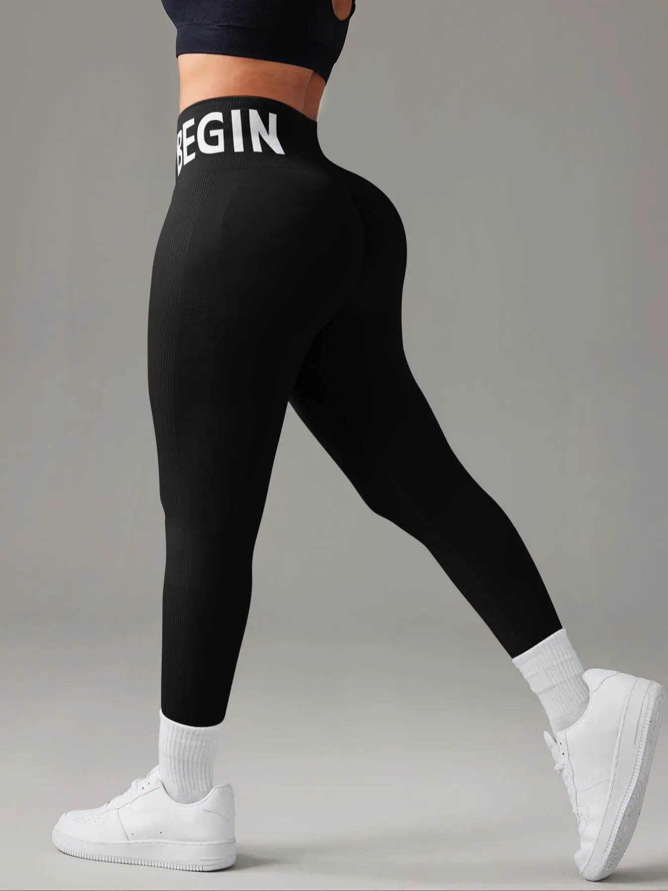 Women's Letter Pattern High Waist Sports Leggings, Comfortable Breathable High Stretch Fabric, Tummy Control & Butt Lifting Yoga Leggings, Ladies Sportswear for Indoor & Outdoor Wear, High Waisted Leggings