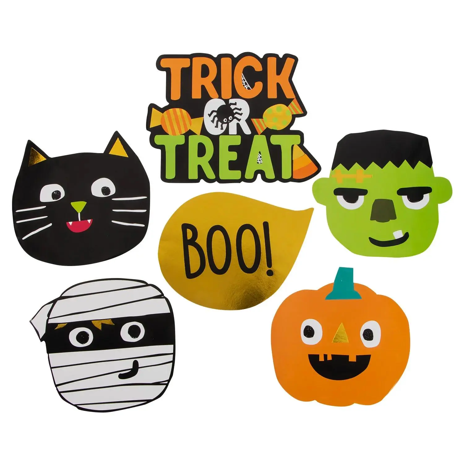 Ghoul Gang Designs Halloween Cardboard Cutouts, 6-Piece Home Decor, 13 3/4" x 11 1/2" Home Supplies