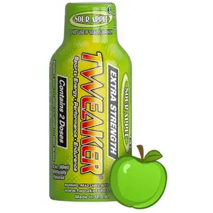 3x Tweaker Energy Extra Strength Sour Apple - Liquid Shot Drink Caffeinated Beverage Workout Supplement Mental Focus Alertness Performance Enhancer Sugar Free Calorie Intense Caffeine Boost Lifestyle Pre workout Active 2oz Lot Bulk Pack