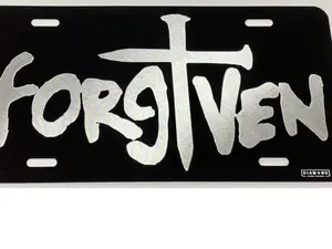 Print Engraved Christian Forgiven Electric Black Aluminum License Plate Front Auto Tag