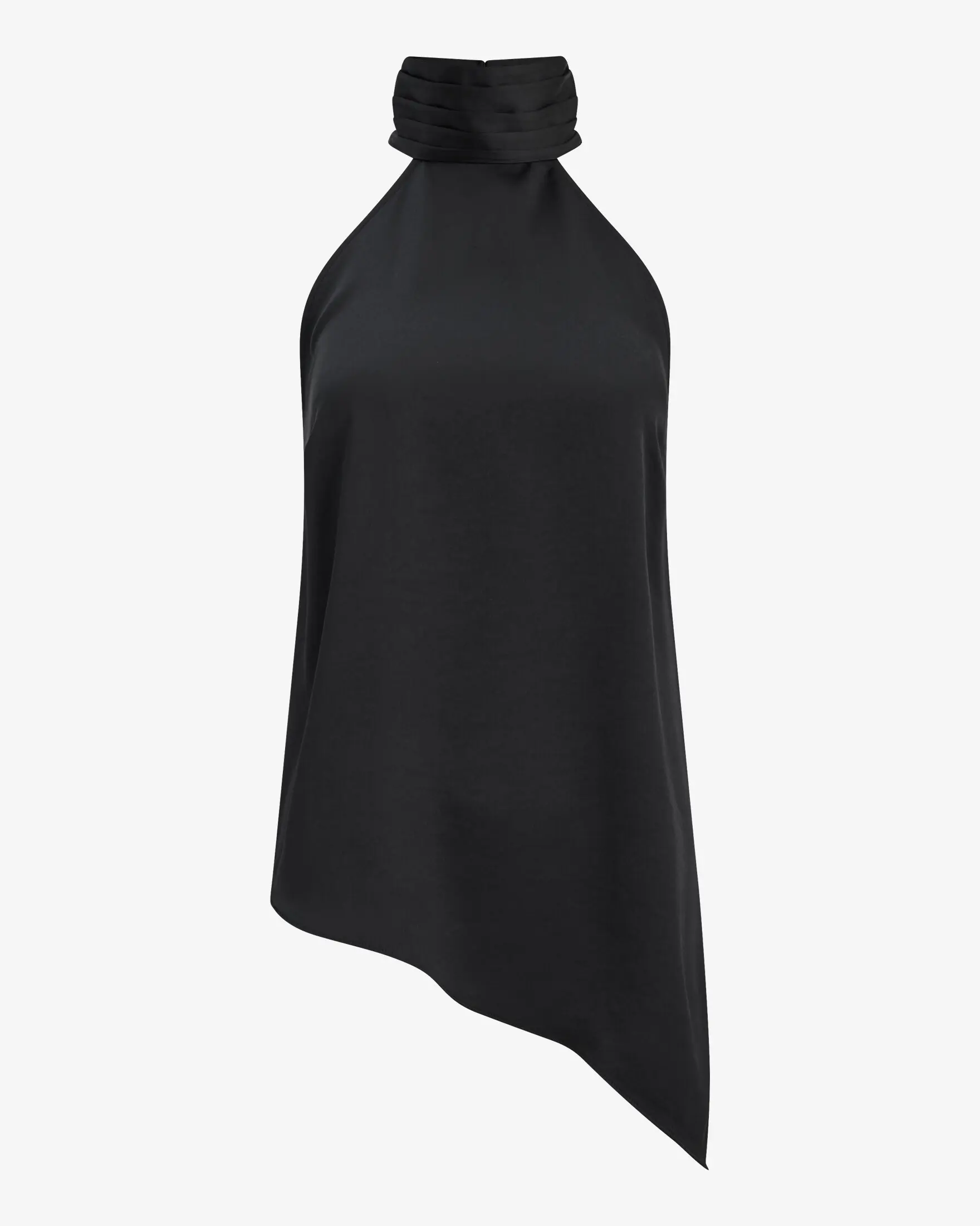 Express Satin Mock Neck High-Low Top, Blouse, Button, Chic, Polyester, Ruched, Shirts