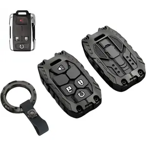 Heavy Key Fob Cover Case Protector for GMC, Keychain, Accessories for GMC Chevy Colorado Silverado Suburban Tahoe Silverado (Type-A 4 Buttons)
