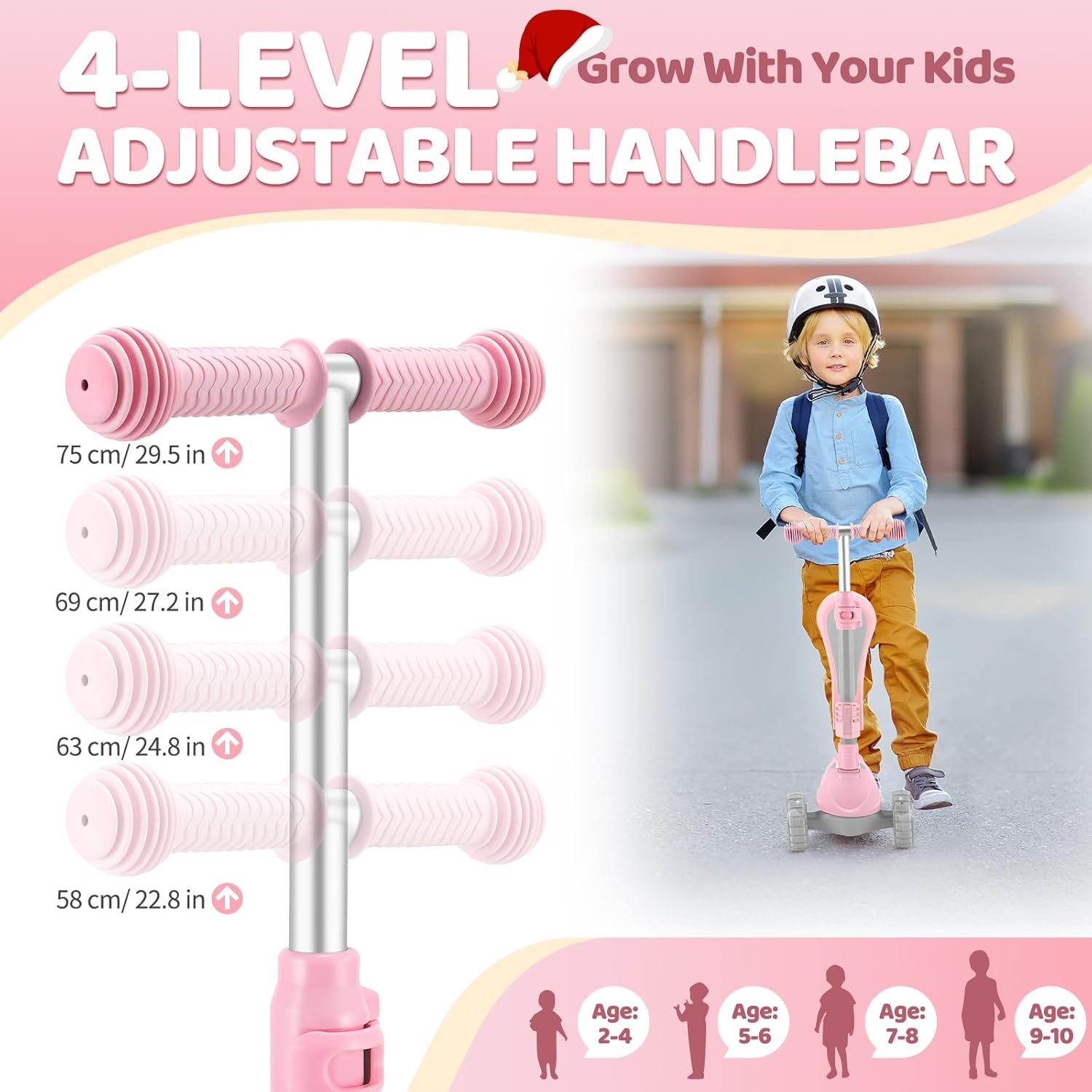 3-in-1 Baby Scooter for 1-3 Year Olds Push & Kick | Adjustable Height Light-Up Wheels Toddler Balance Bike Alternative | Best Christmas Gift Pink for Kids Electric holiday hual sale flash led