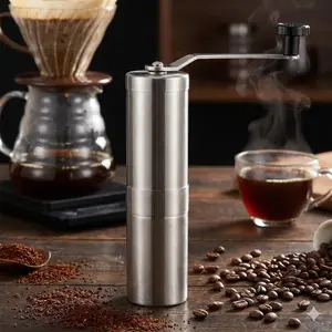 Manual Coffee Maker: Precision Grinding System, Stainless Steel Rustproof Conical Burr, Impact-Resistant Body, Anti-Slip Shock-Absorbing Crank & Base. Perfect for Home & Outdoor Brewing.