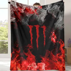 Fire and Smoke Abstract Flannel Blanket， Red Flame Pattern， Ultra Soft Warm Cozy Lightweight Durable Sofa Throw， Perfect for Living Room Bedroom Office Gift Home Decoration