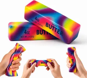 Rainbow Butter Squishy Toys, Cute Butter Squishy Toy, Soft Slow Rising Squeeze Toys for Stress Relief, Sensory Fidget Toys for Desk, Office, Party Favors, Gift Basket Stuffers