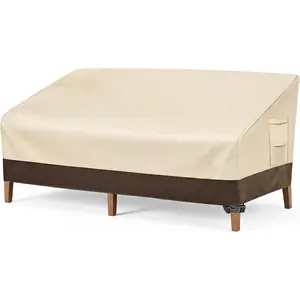 Heavy Duty Patio Sofa Cover,   3-Seater Outdoor Sofa Cover,Lawn Patio Furniture Covers with Air Vent and Handle,79" Wx 37" Dx 35" H,Beige&Brown