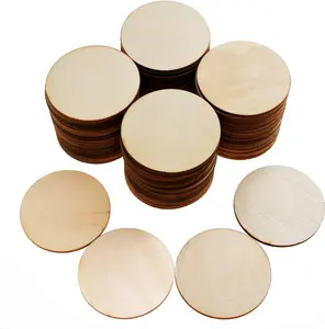 100 Pieces Unfinished Wood Circle Round Disc Blank Natural Wooden Cutout Ornaments for Decoration DIY Craft Art Supplies, 0.11 inch Thick (2 Inch)