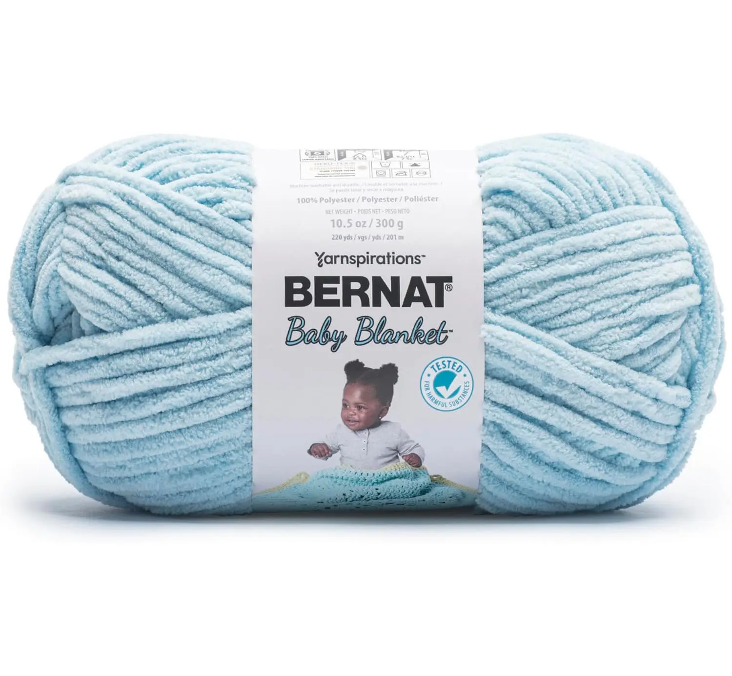 Bernat Baby Blanket Bubbly Blue Yarn - 1 Pack of 300g/10.5 oz - 100% Polyester - #6 Super Bulky - 220 Yards - Knitting/Crochet