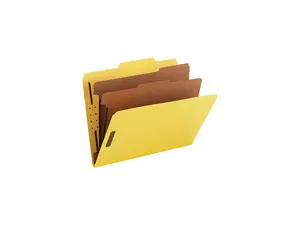 Smead 14034 Pressboard Classification Folders, Letter, Six-Section, Yellow, 10/Box