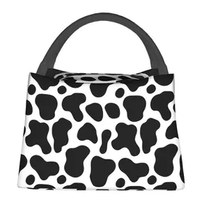 Lunch bag for men and women, reusable hand-held insulation bag,milch cow pattern, is an essential item for outdoor camping and daily commuting. It is made of safe and durable insulation material, with a portable and stylish design