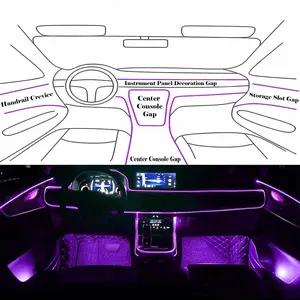 64 Color USB Powered Car Atmosphere Light Set, Car Ambient Lighting, Car Decorative Light, Interior Car Lights, Bluetooth-compatible APP Control LED Strip with Music Sensor, Safe 12V Plug Design for Cars Trucks Suvs