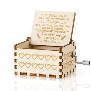 Handcrafted Wooden Hand-Crank Music Box the Perfect Mother's Day Gift for Mom