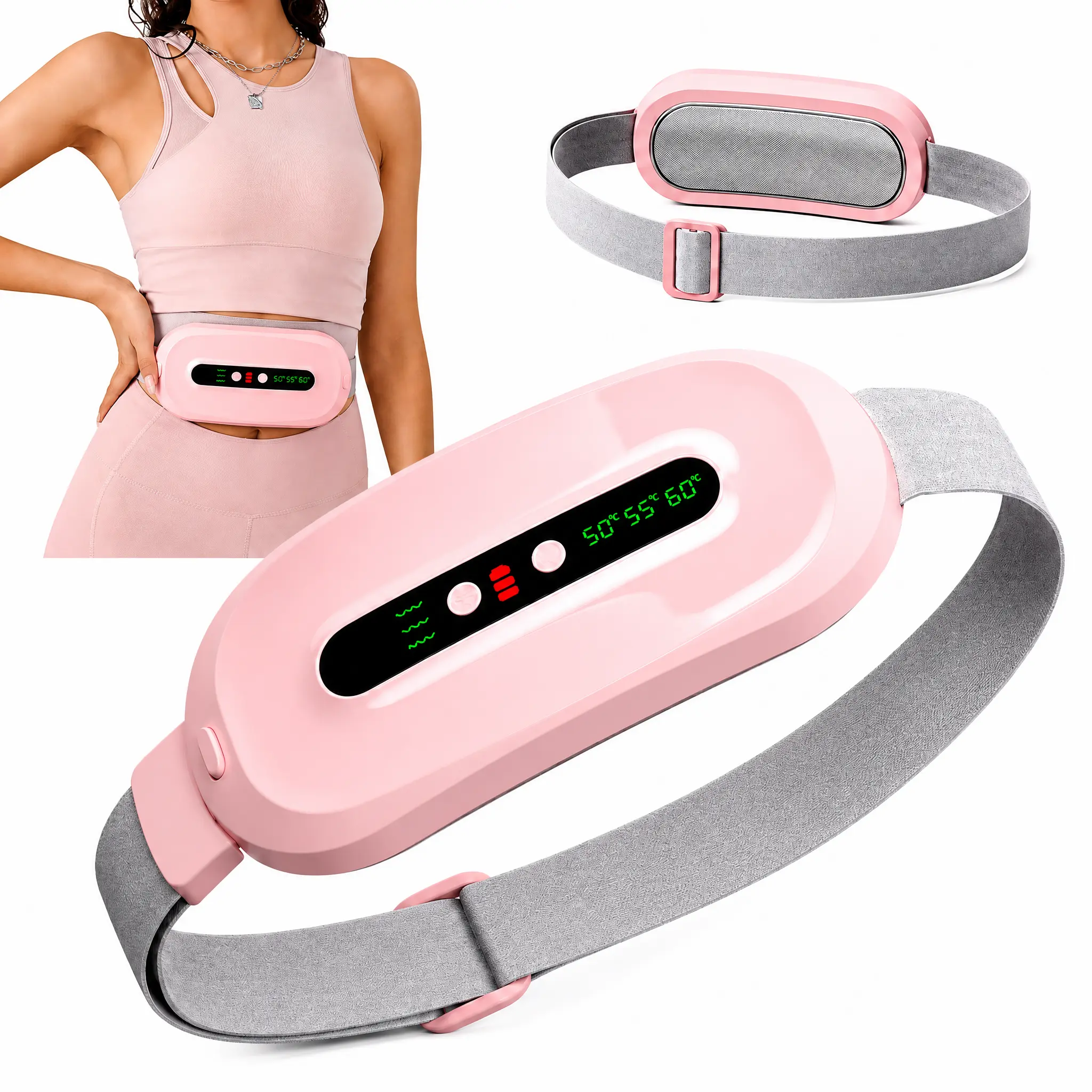 2026 Latest Portable Cordless Heating Pad for Period Cramps, Fast Heat Electric Belly Wrap with 3 Heat Settings & 3 Massage Modes, Menstrual Comfort Warmer Gift for Women & Girls