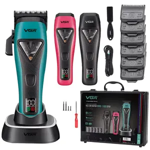 VGR 035C Professional Cordless Barber Clipper with Detachable Cover, 11000RPM Vector Motor, DLC Blade, LED Display, Storage Box,Gift for Men