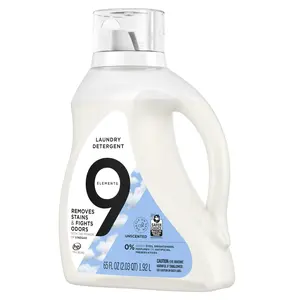 9 Elements Natural Liquid Laundry Detergent, Unscented, Vinegar Powered, 35 Loads, 65 fl oz