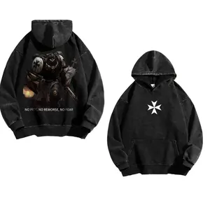 The Templars "N0 Pity, N0 Rem0rse, N0 Fe@r" Warhammer Hoodie, Vintage Y2K shirt Cotton T-Shirt, Hoodie Gift For Game Fan, Gildan Casual graphic tee, Crew neck for Man, for Woman,Trendy Shirt