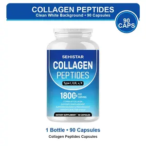 SEHISTAR Multi Collagen Peptides Capsules, 1800mg, Types I II III V X, Skin Hair Nails & Joint Support