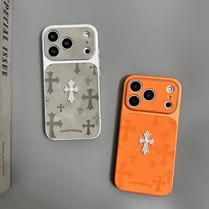 Premium Leather Cross-Pattern Phone Case Compatible with iPhone 17/16/15/14/13/Pro/Max ,3D Cross Vintage Phone Case | Shockproof Protective Cover leather material, and drop protection. Stylish and suitable for both men and women.Protective Case|Best Gift